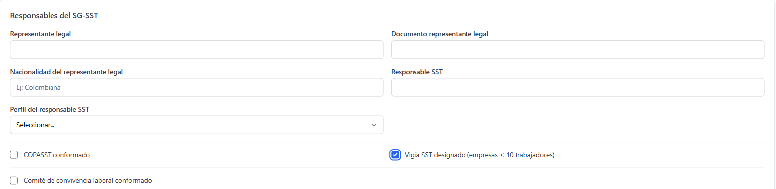 Clasificación automática del grupo Resolución 0312 en el módulo de configuración de empresa de SstEdu